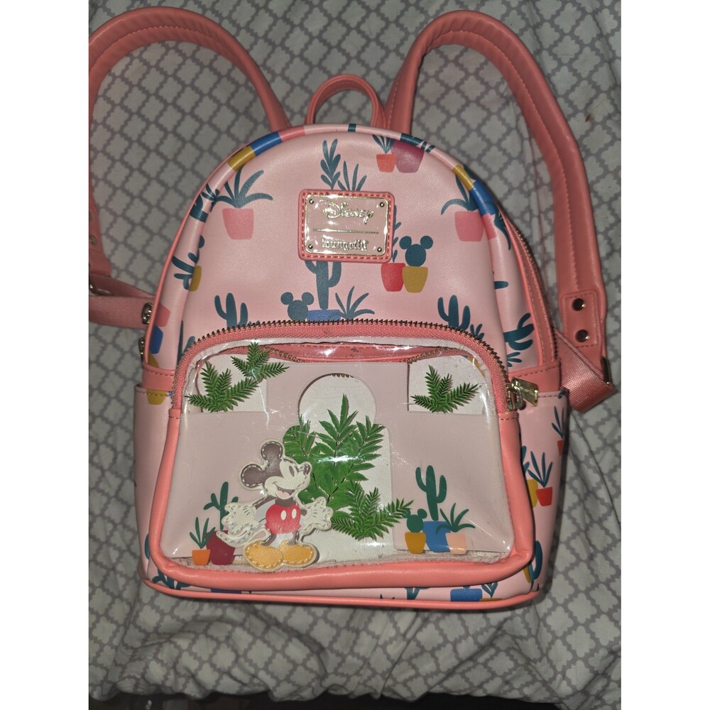 Loungefly Disney Mickey mouse plants print mini backpack bookbag purse tote bag